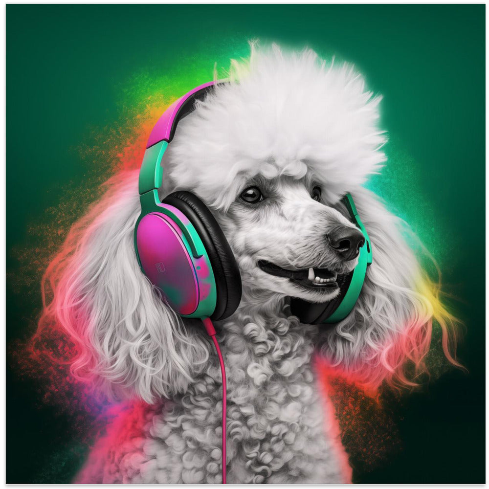 Arte de perro caniche de fiesta  ·  cuadro de decoración