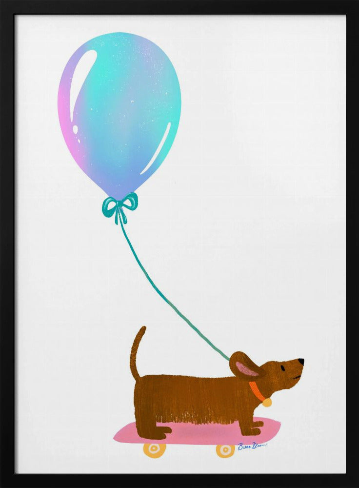 Nunca dejes de jugar - Dachshund con globo  ·  cuadro de decoración