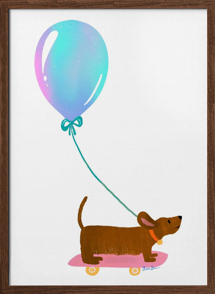 Nunca dejes de jugar - Dachshund con globo  ·  cuadro de decoración