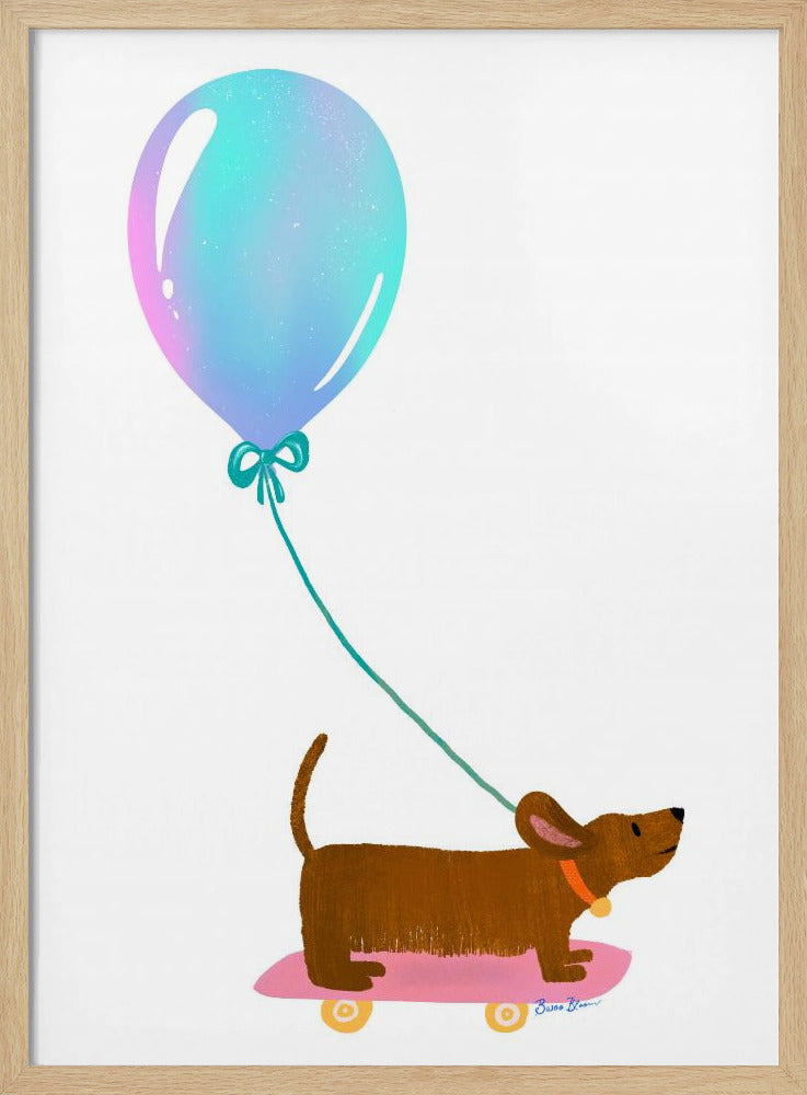 Nunca dejes de jugar - Dachshund con globo  ·  cuadro de decoración