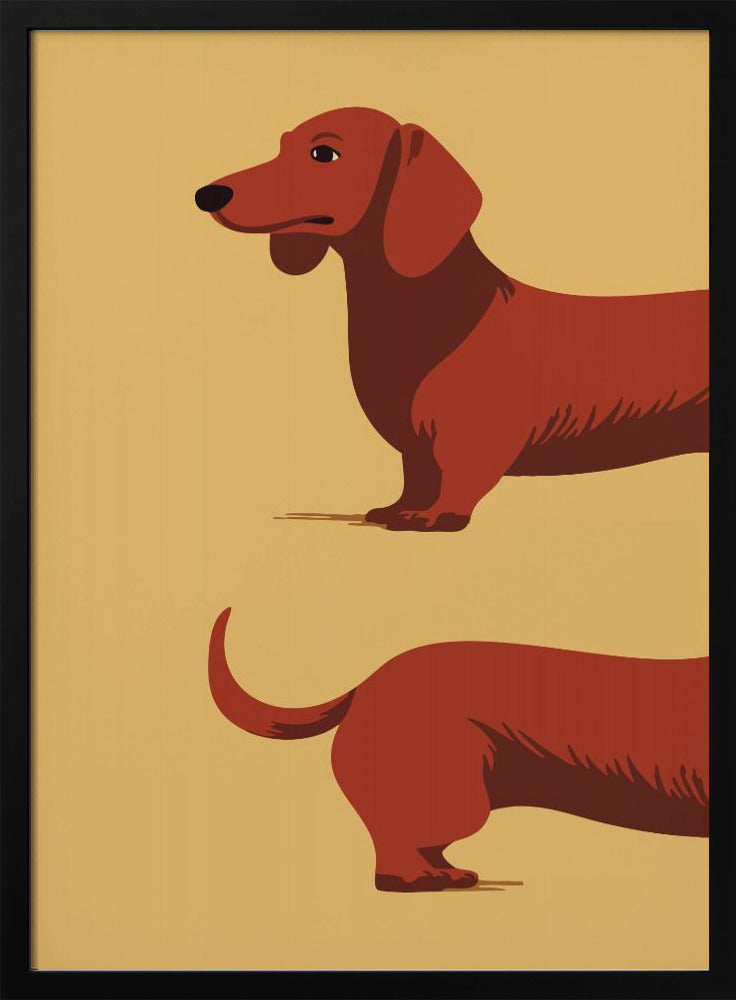 Un perro salchicha en dos mitades  ·  cuadro de decoración