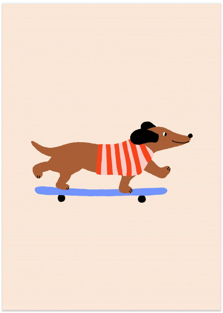 Dachshund en patineta ·  cuadro de decoración