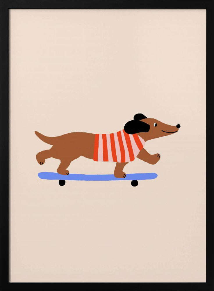 Dachshund en patineta ·  cuadro de decoración
