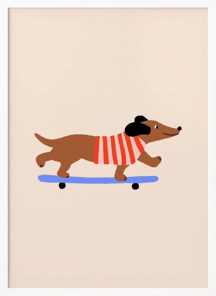 Dachshund en patineta ·  cuadro de decoración