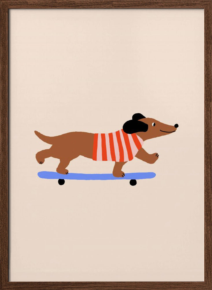 Dachshund en patineta ·  cuadro de decoración