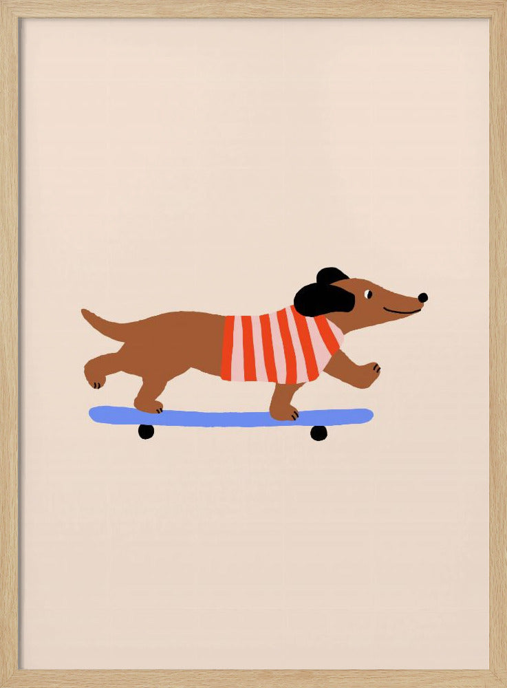 Dachshund en patineta ·  cuadro de decoración