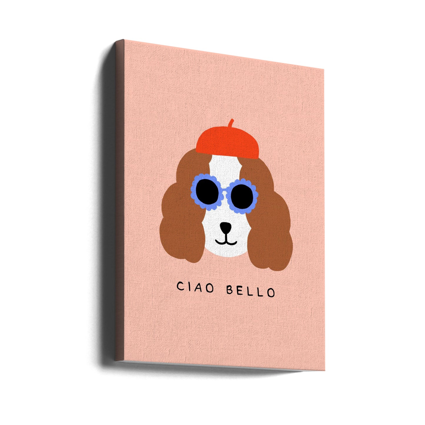 Ciao Bello perro con boina roja  ·  cuadro de decoración