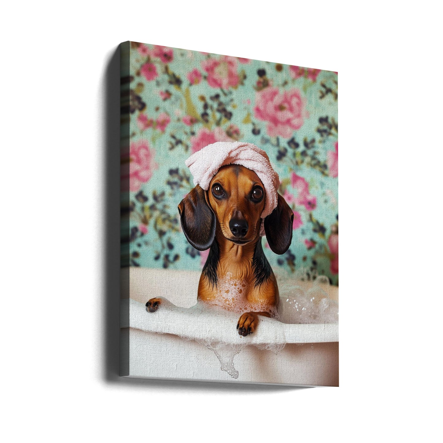 Hora del baño del perro salchicha  ·  cuadro de decoración