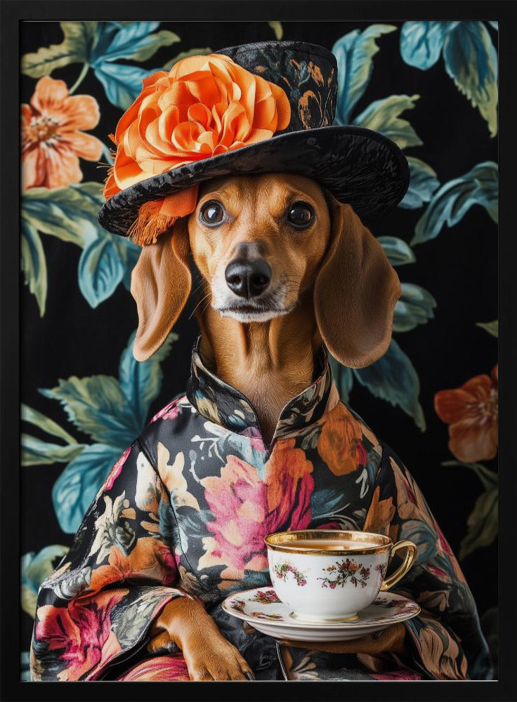 Teckel para la hora del té  ·  cuadro de decoración