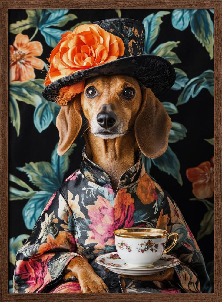 Teckel para la hora del té  ·  cuadro de decoración