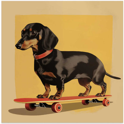 Dachshund patinador  ·  cuadro de decoración
