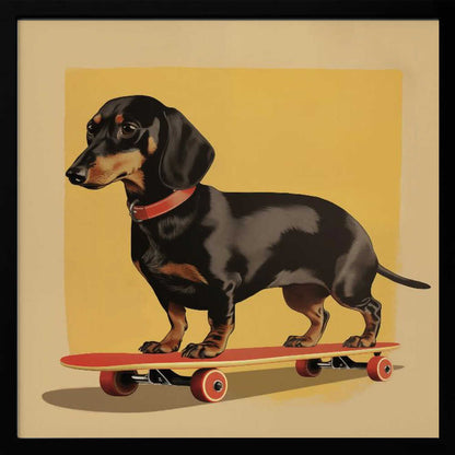 Dachshund patinador  ·  cuadro de decoración