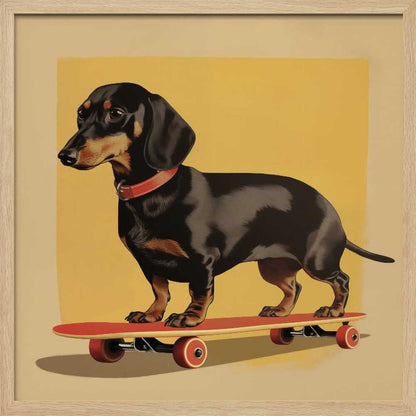 Dachshund patinador  ·  cuadro de decoración