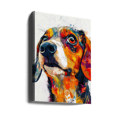 Perro salchicha abstracto colorido  ·  cuadro de decoración