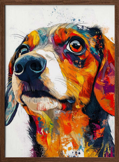 Perro salchicha abstracto colorido  ·  cuadro de decoración