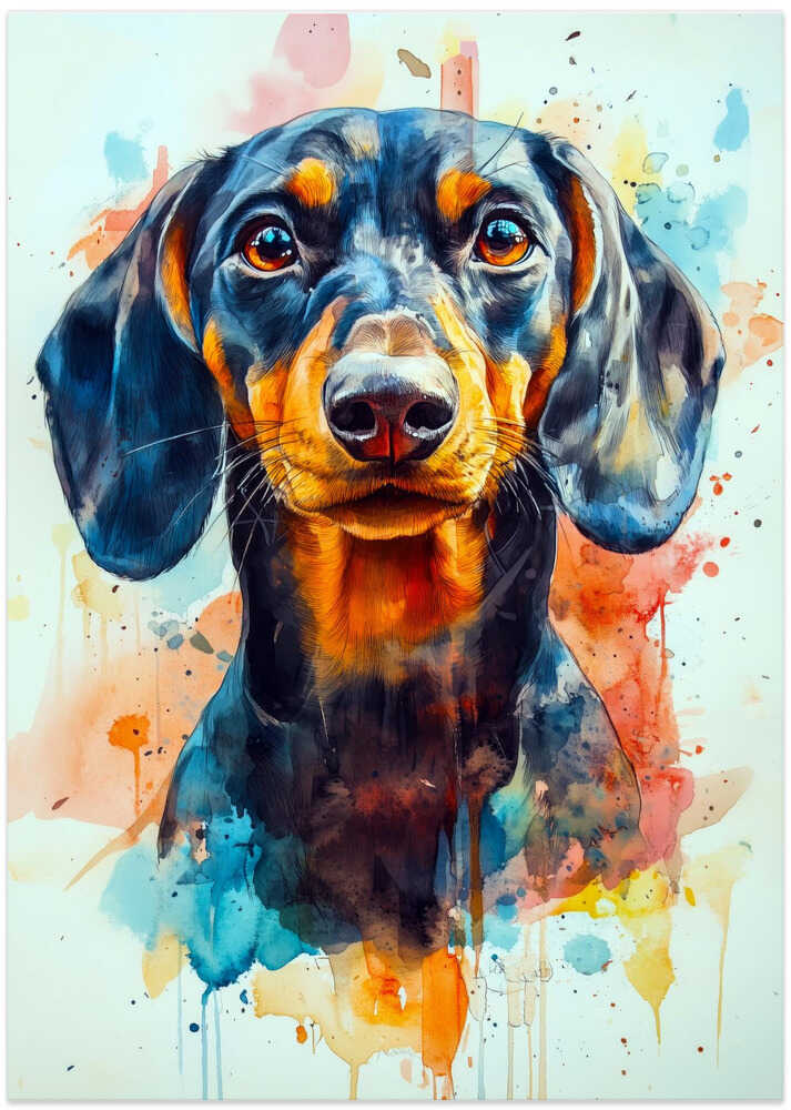 Dachshund abstracto y colorido  ·  cuadro de decoración