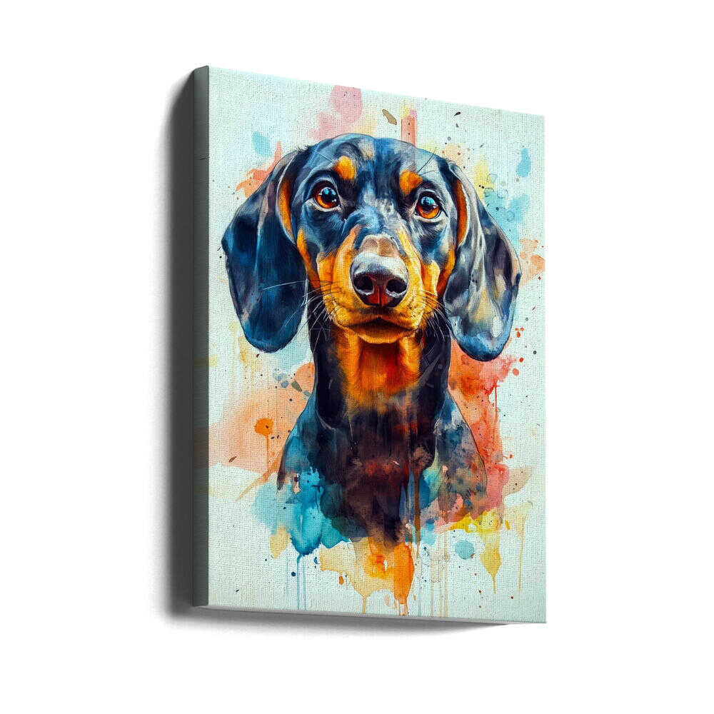 Dachshund abstracto y colorido  ·  cuadro de decoración
