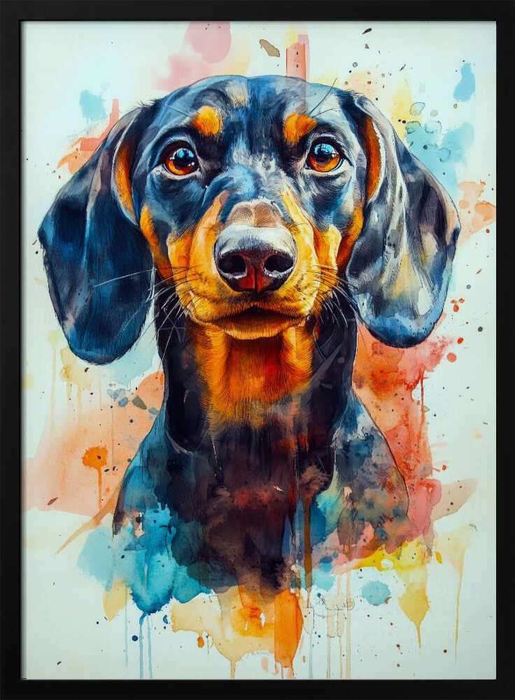 Dachshund abstracto y colorido  ·  cuadro de decoración