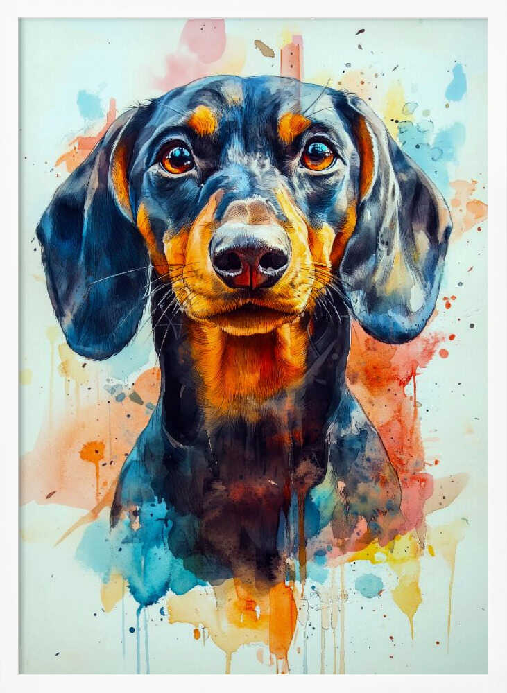 Dachshund abstracto y colorido  ·  cuadro de decoración