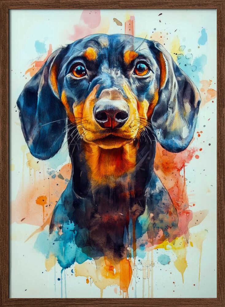 Dachshund abstracto y colorido  ·  cuadro de decoración