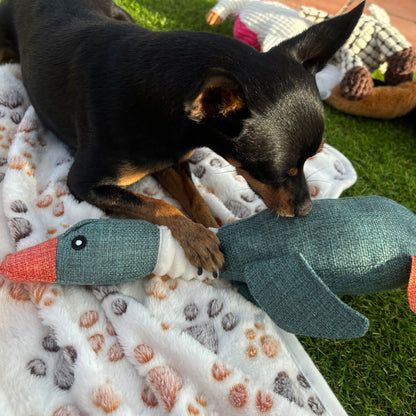 Pato azul · juguete de perro de peluche