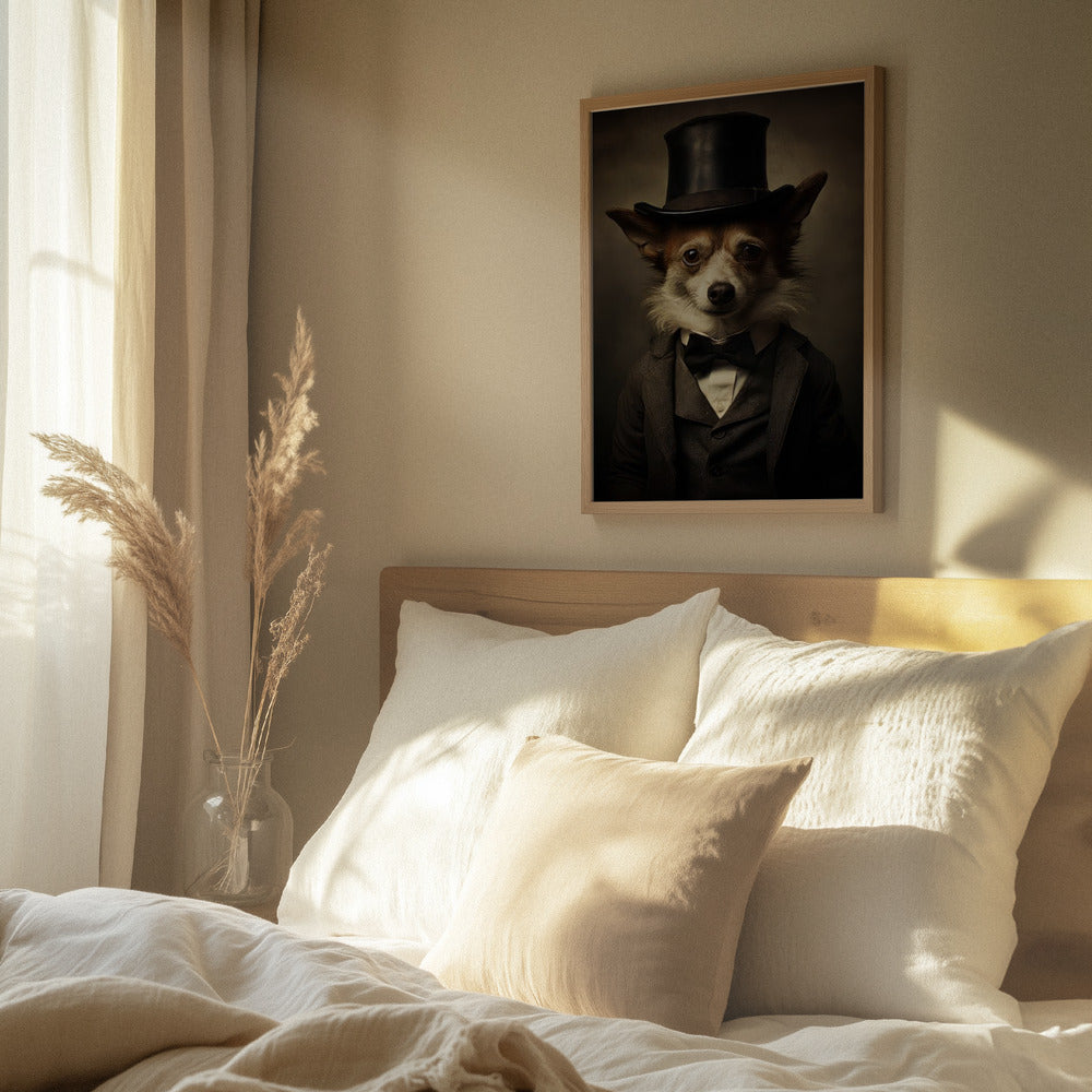 Perro con traje victoriano  ·  cuadro de decoración