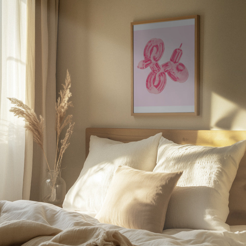 Perro globo rosa  ·  cuadro de decoración