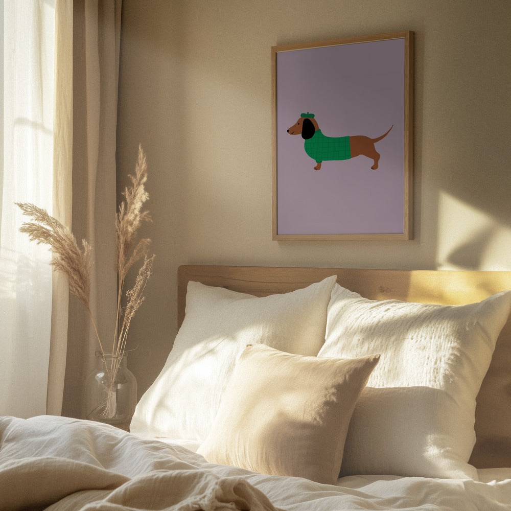 Teckel en verde  ·  cuadro de decoración