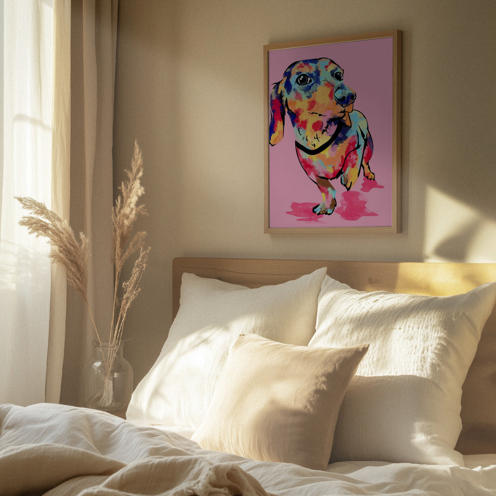 Perro salchicha multicolor  ·  cuadro de decoración