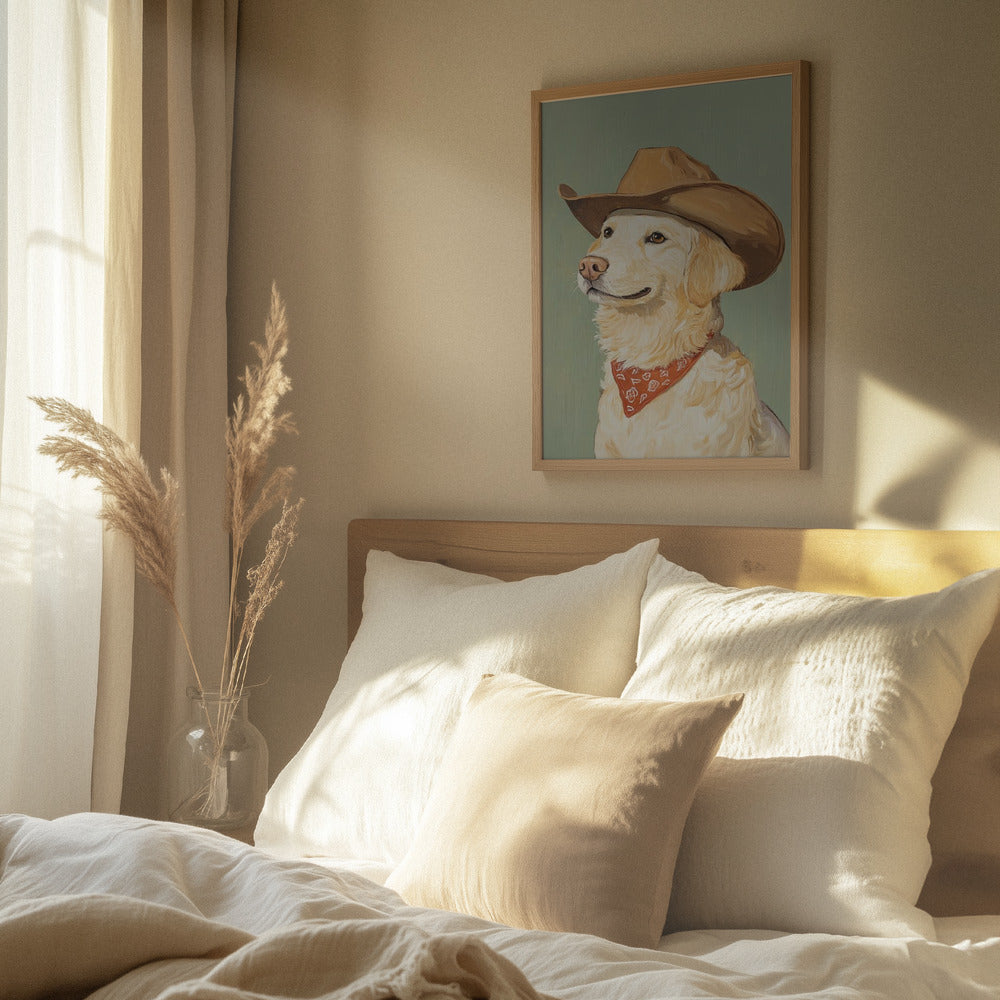 Vaquero Golden Retriever  ·  cuadro de decoración
