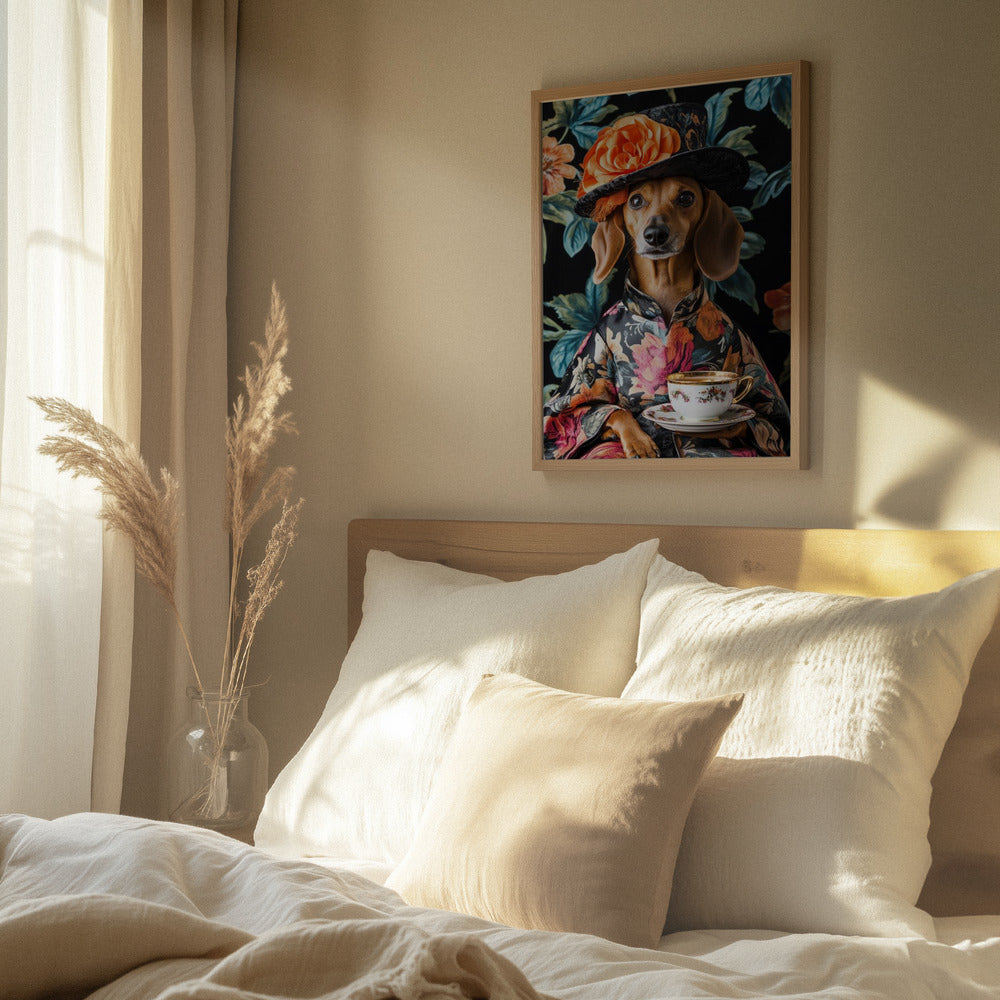 Teckel para la hora del té  ·  cuadro de decoración