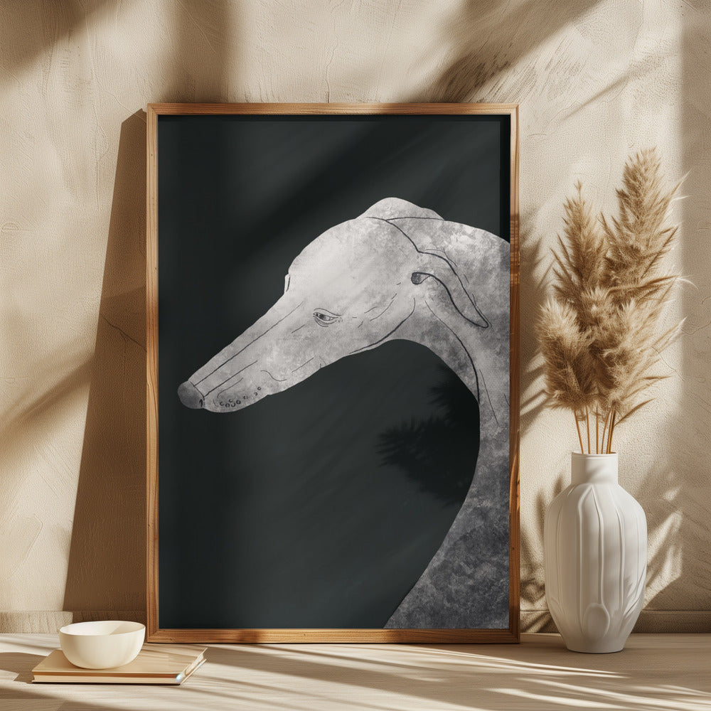 Perro galgo blanco y negro 02  ·  cuadro de decoración