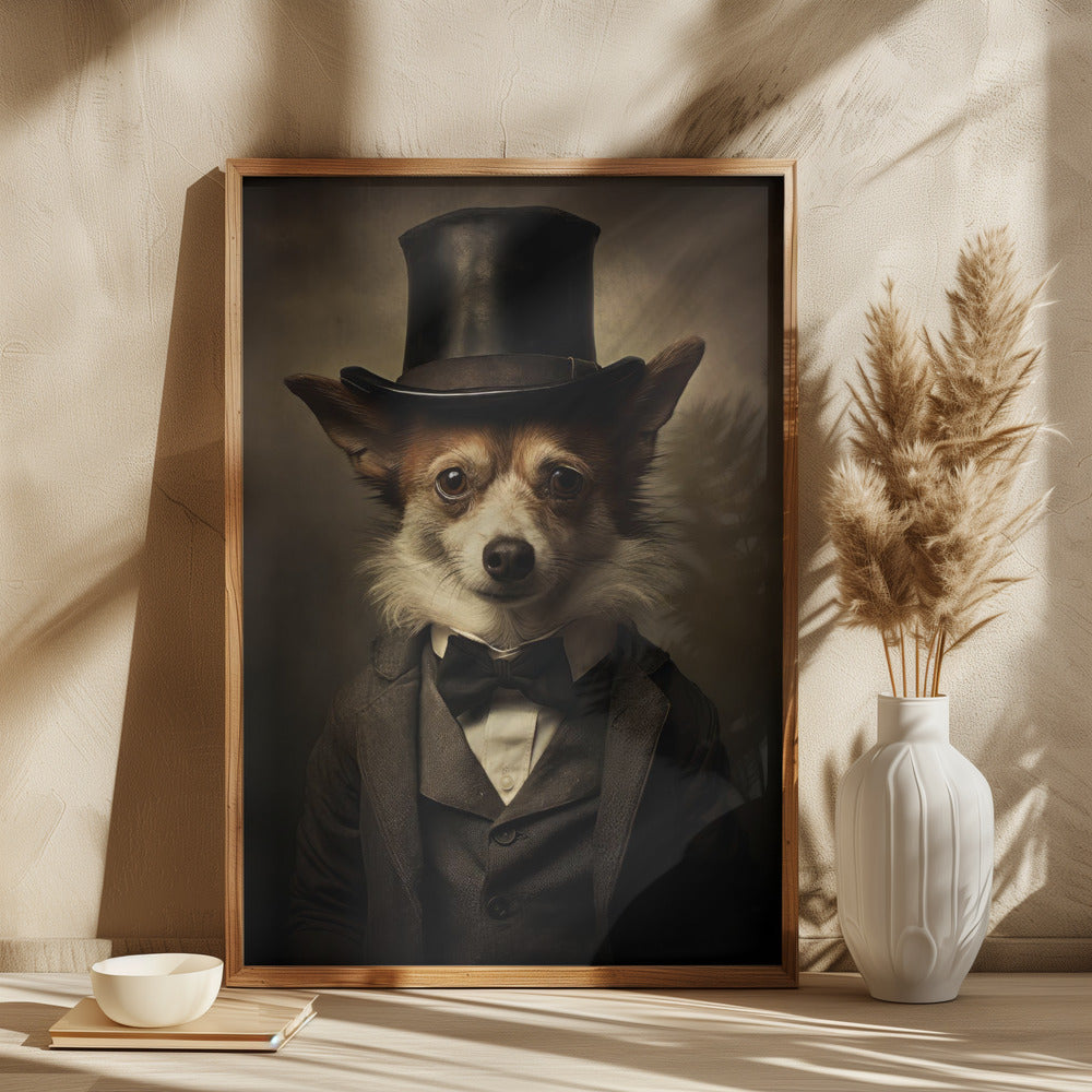 Perro con traje victoriano  ·  cuadro de decoración