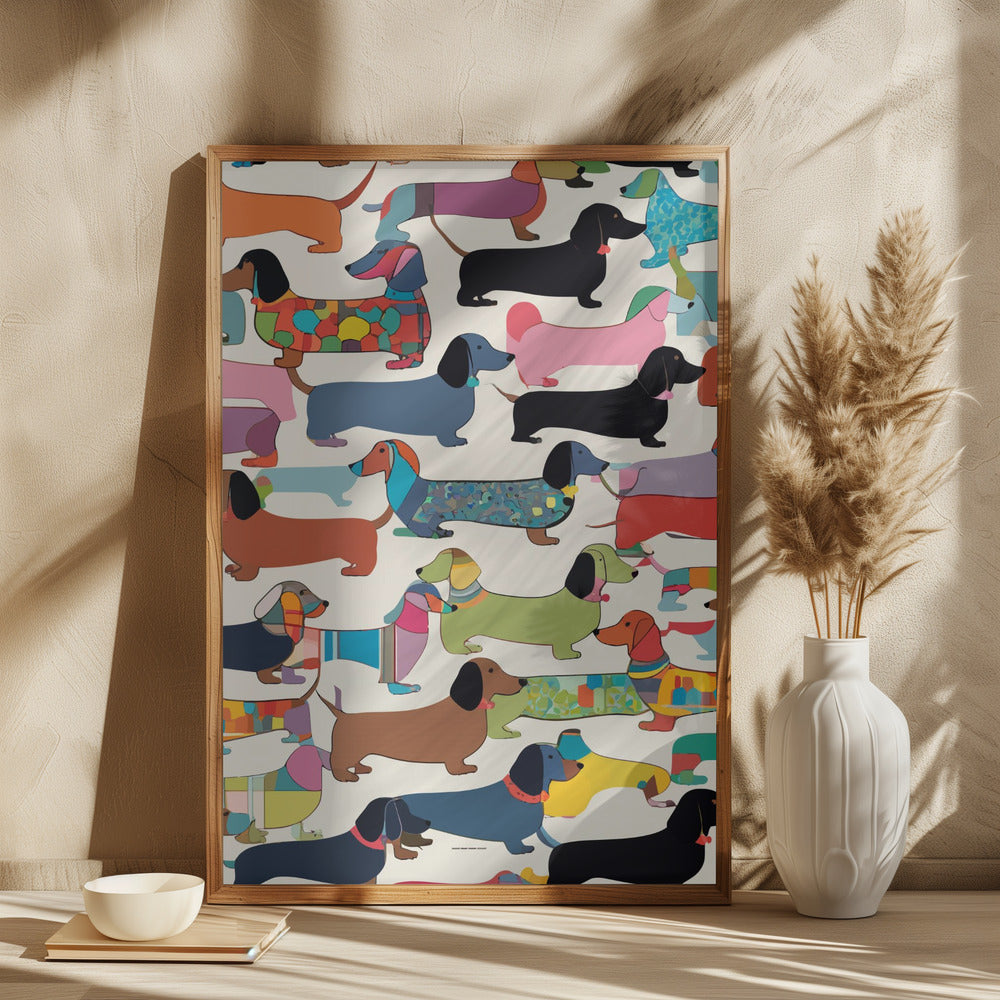 Teckels multicolores  ·  cuadro de decoración