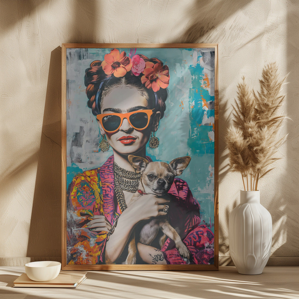 Frida Chihuahua  ·  cuadro de decoración
