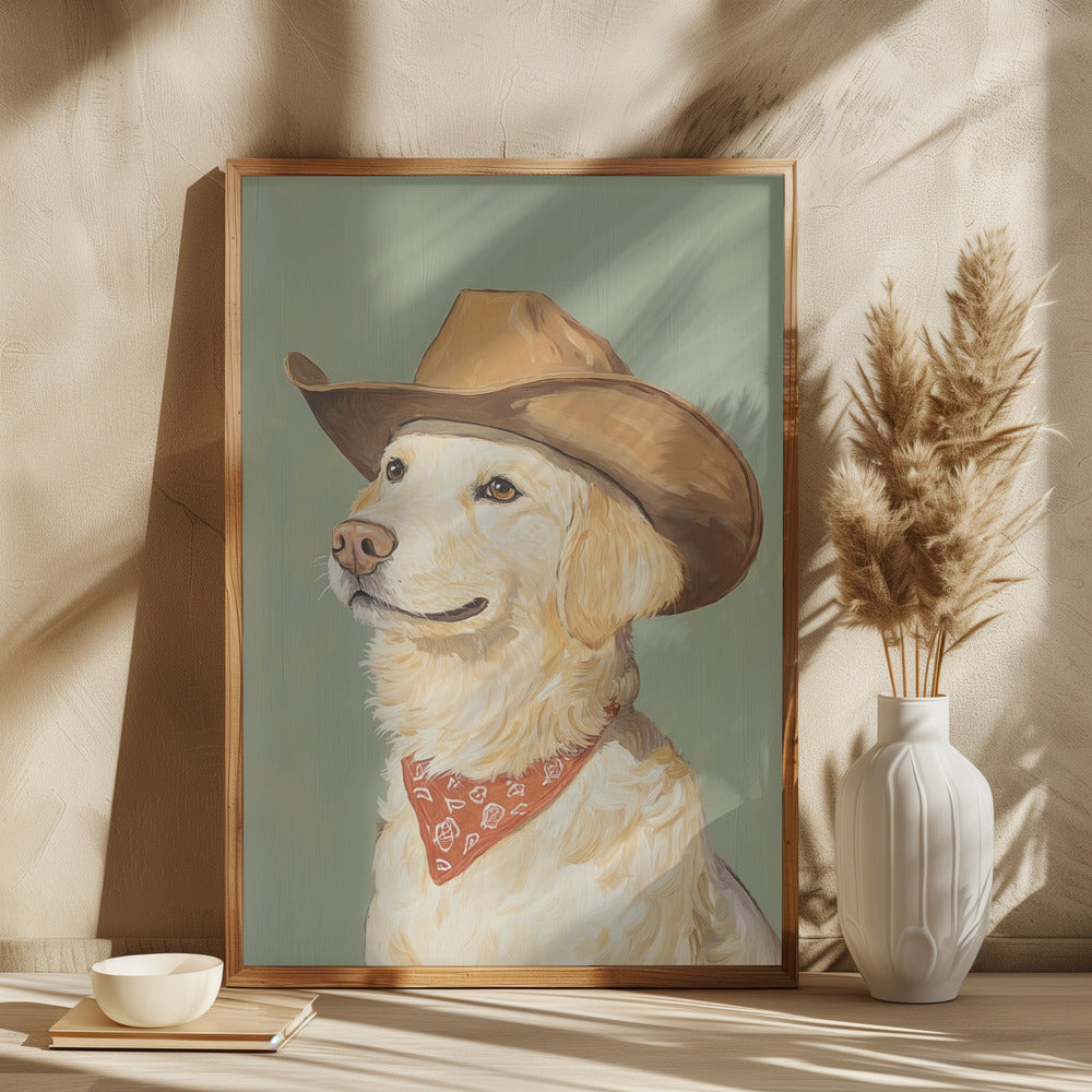 Vaquero Golden Retriever  ·  cuadro de decoración