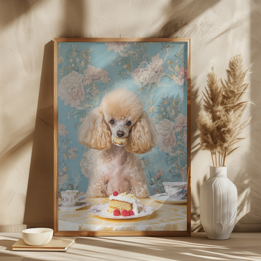 El caniche amante de los pasteles  ·  cuadro de decoración