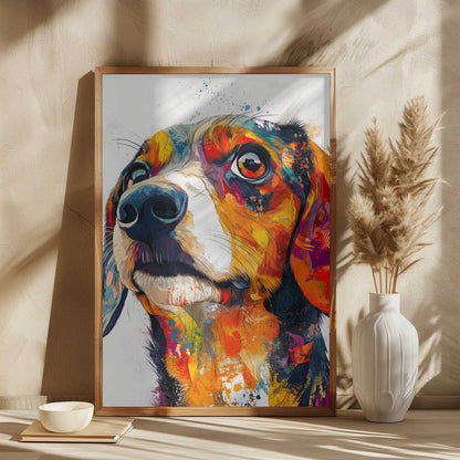 Perro salchicha abstracto colorido  ·  cuadro de decoración