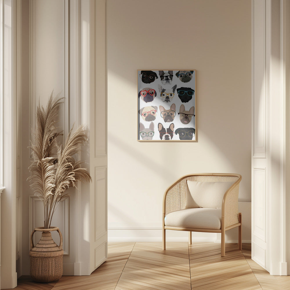 Pugs con gafas  ·  cuadro de decoración