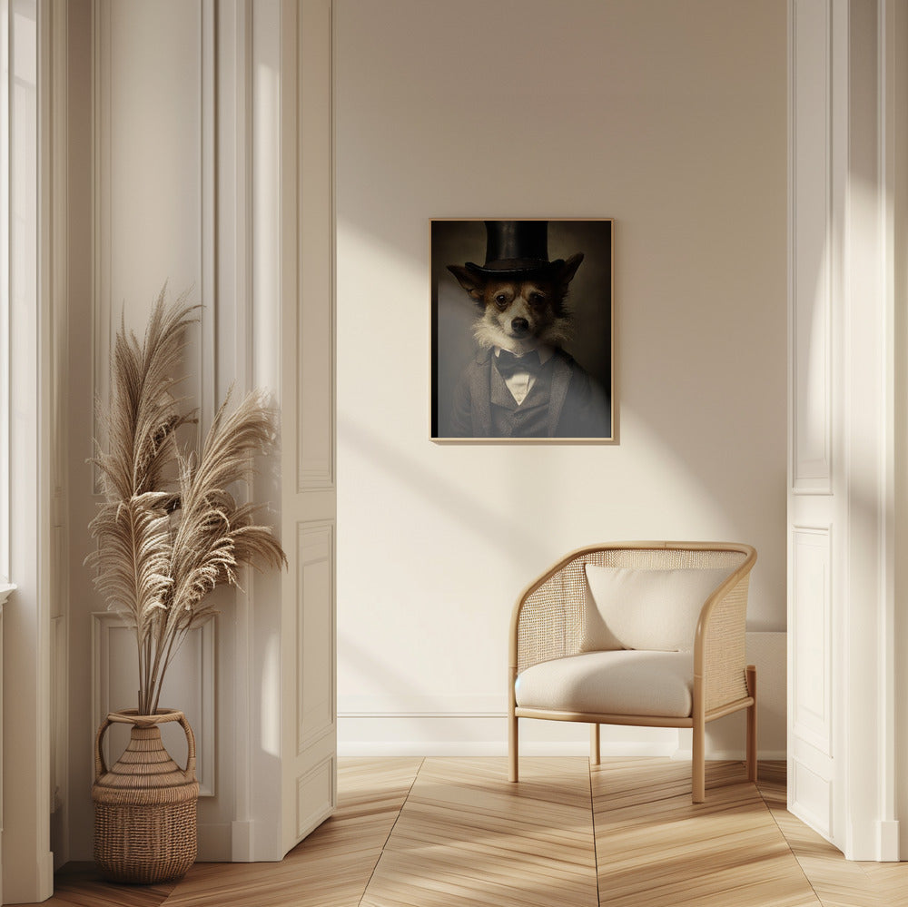 Perro con traje victoriano  ·  cuadro de decoración