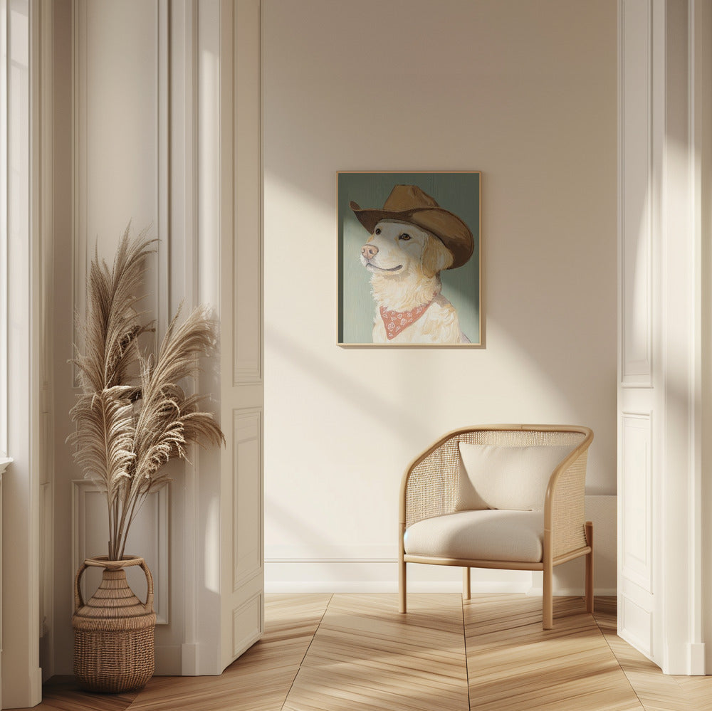 Vaquero Golden Retriever  ·  cuadro de decoración