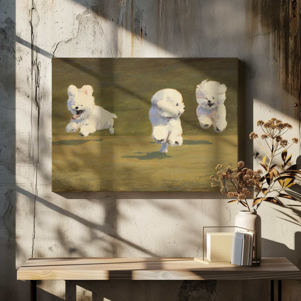 Tres perros corriendo  ·  cuadro de decoración