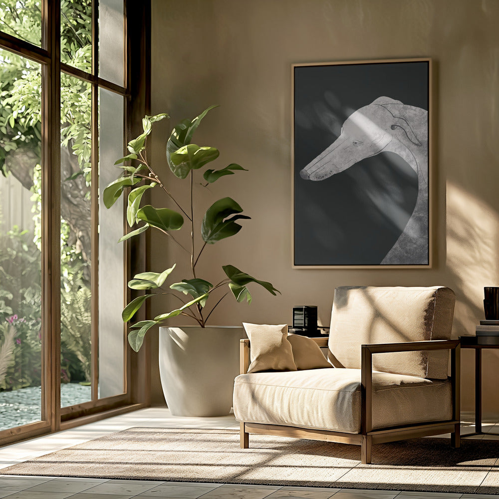 Perro galgo blanco y negro 02  ·  cuadro de decoración