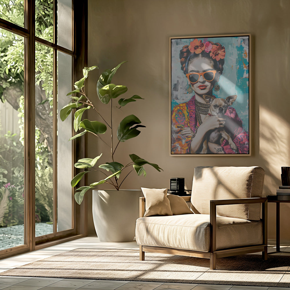 Frida Chihuahua  ·  cuadro de decoración