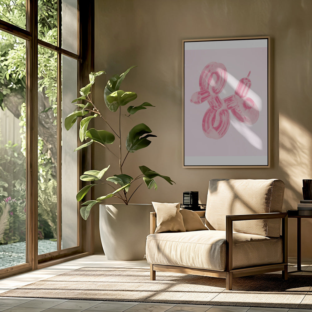 Perro globo rosa  ·  cuadro de decoración