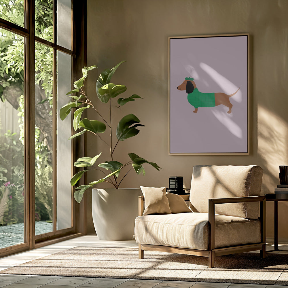 Teckel en verde  ·  cuadro de decoración