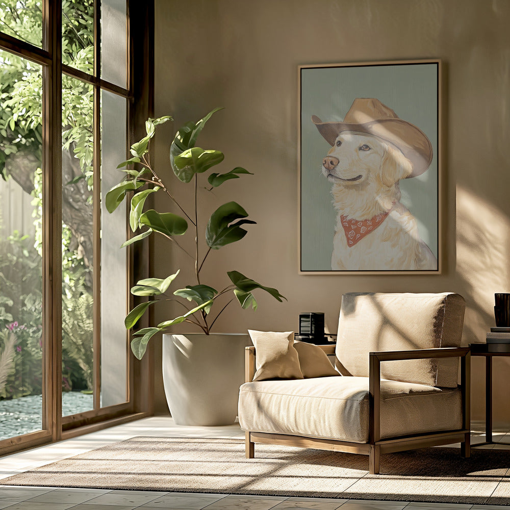 Vaquero Golden Retriever  ·  cuadro de decoración