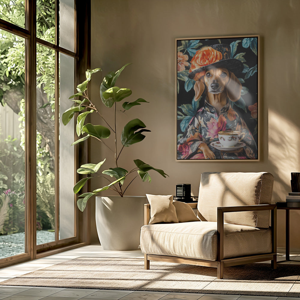 Teckel para la hora del té  ·  cuadro de decoración