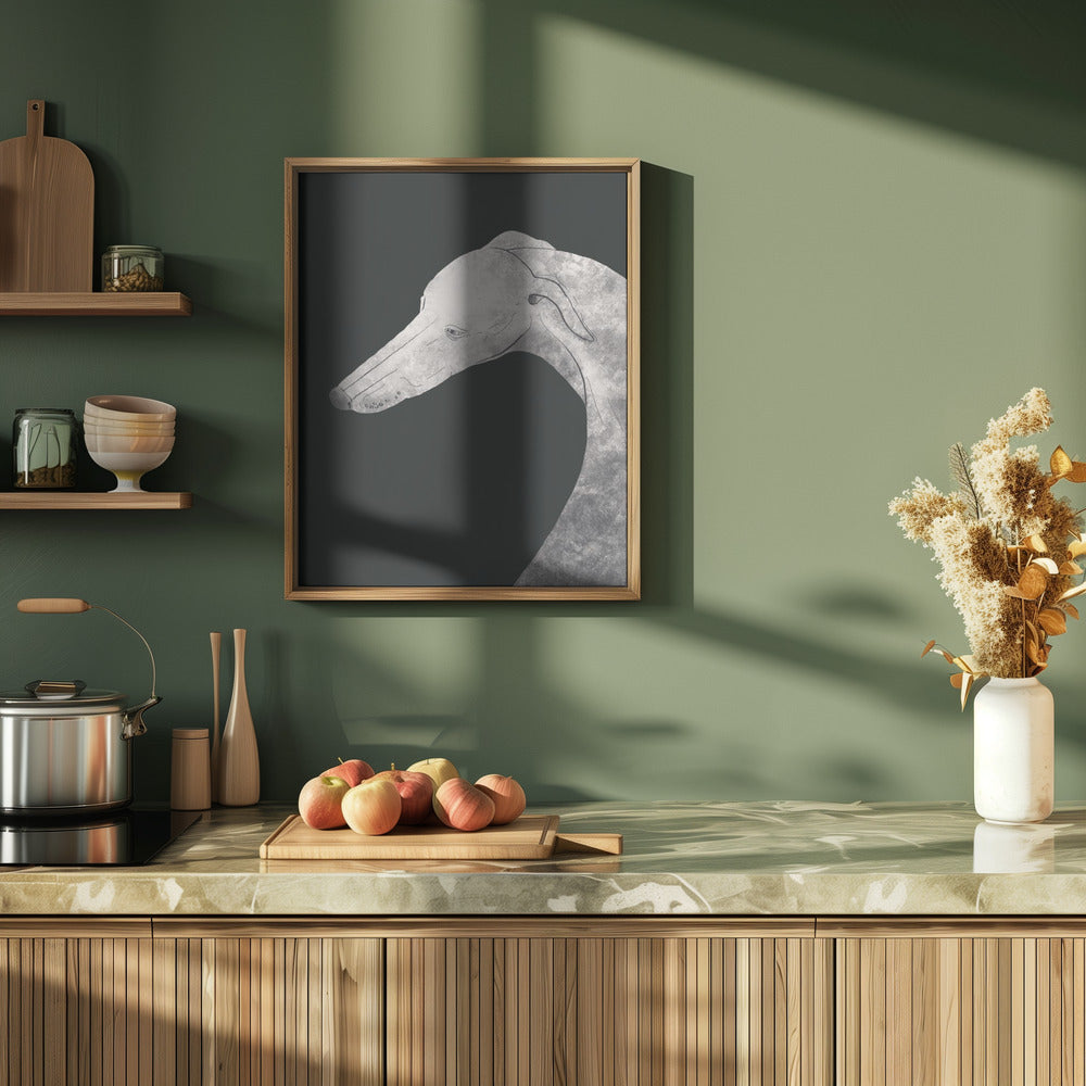 Perro galgo blanco y negro 02  ·  cuadro de decoración