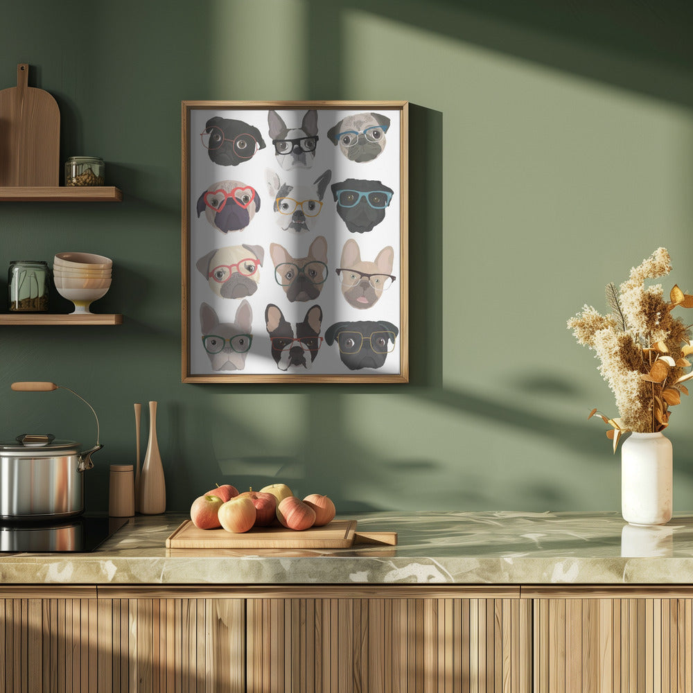 Pugs con gafas  ·  cuadro de decoración